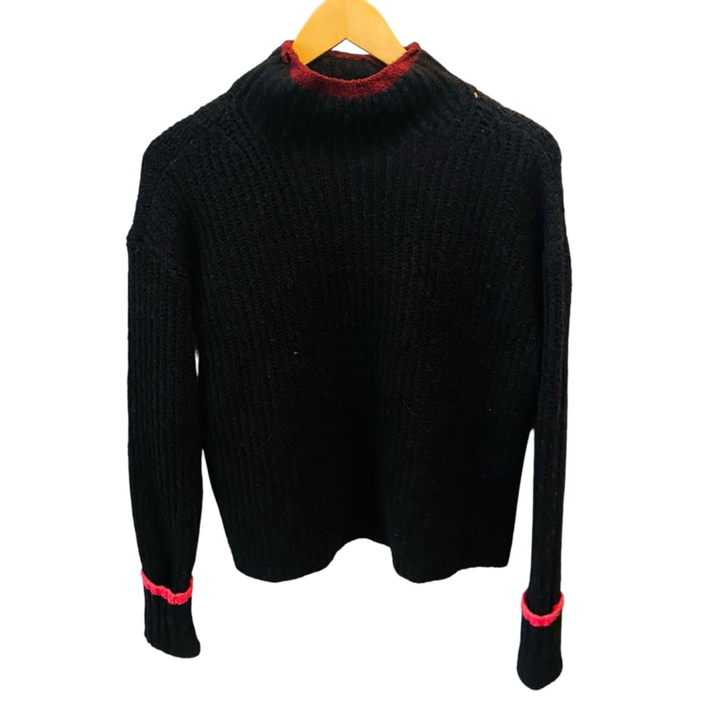 ANTHROPOLOGIE MAEVE Black Ribbed Soft Turtleneck Sweater